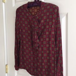 Talbots Petites vintage blouse in burgundy